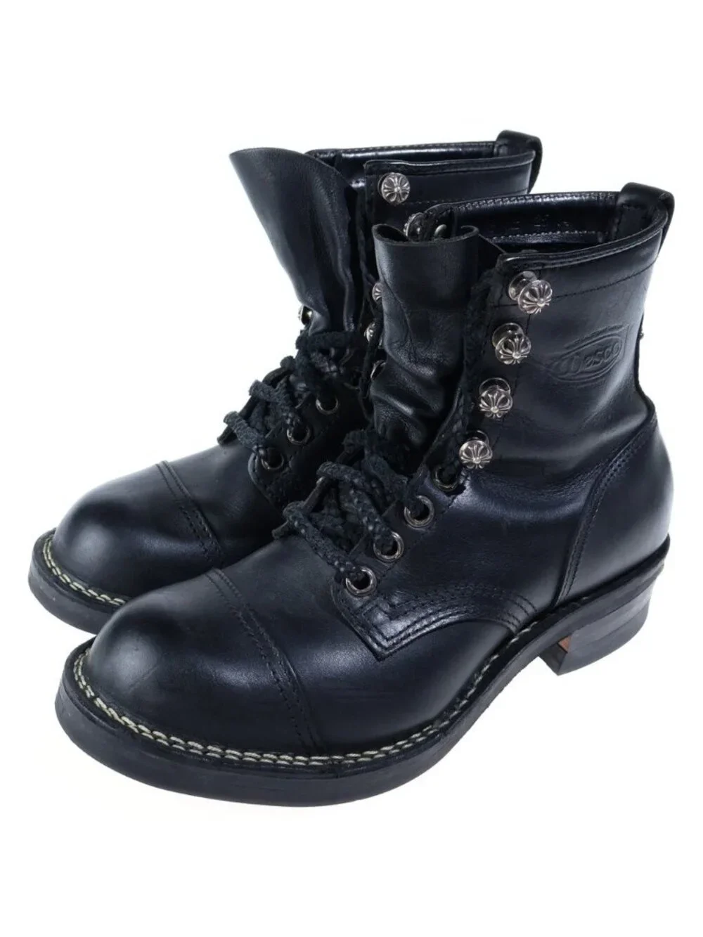 Chrome Hearts Wesco Jobmaster Leather Blade Lace-up Boots Black